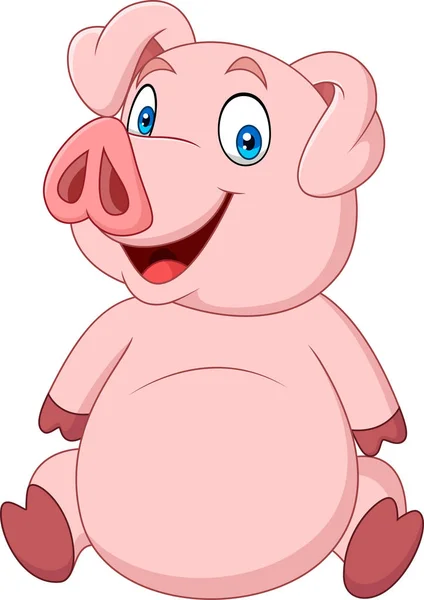 Cartoon Happy Pig Sitting — Stock Vector