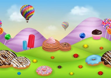 Fantezi candyland dessrts ve tatlılar