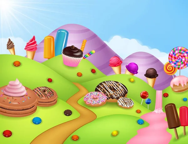 Cartoon Fantasy Sweet Land — Stock Photo, Image