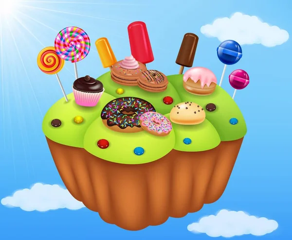 Karikatur Schönen Candyland Hintergrund — Stockfoto