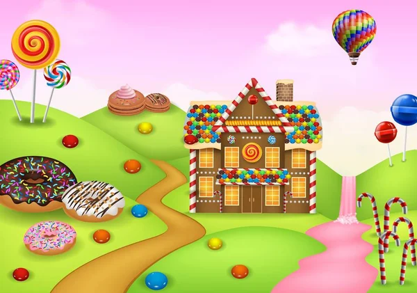 Fantezi Tatlı Candyland Arka Plan — Stok fotoğraf