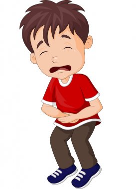 Küçük çocuk mide ağrısı çekiyor.