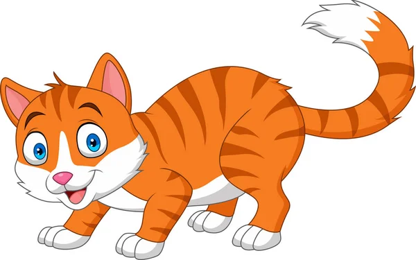 白地に隔離された漫画の面白い猫 — ストックベクタ