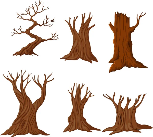 Набор Сухих Мультяшных Деревьев — стоковый вектор