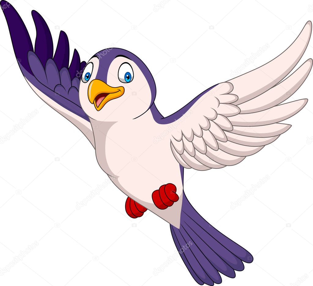  Cartoon  Bird Flying  Isolated White Background  Stock 