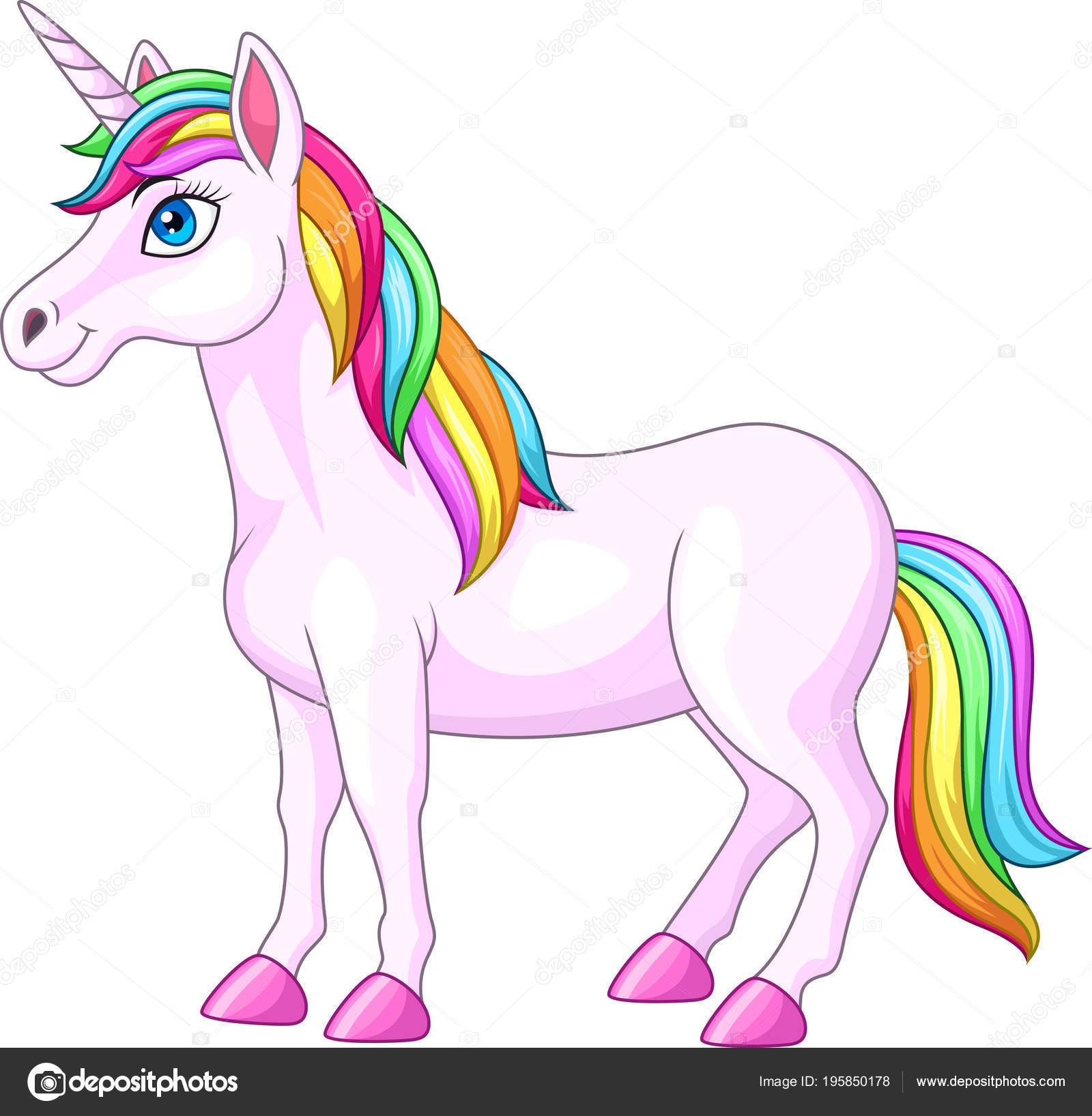 Cartoon Rainbow Unicorn Horse Stock Vector Image By ©tigatelu 195850178