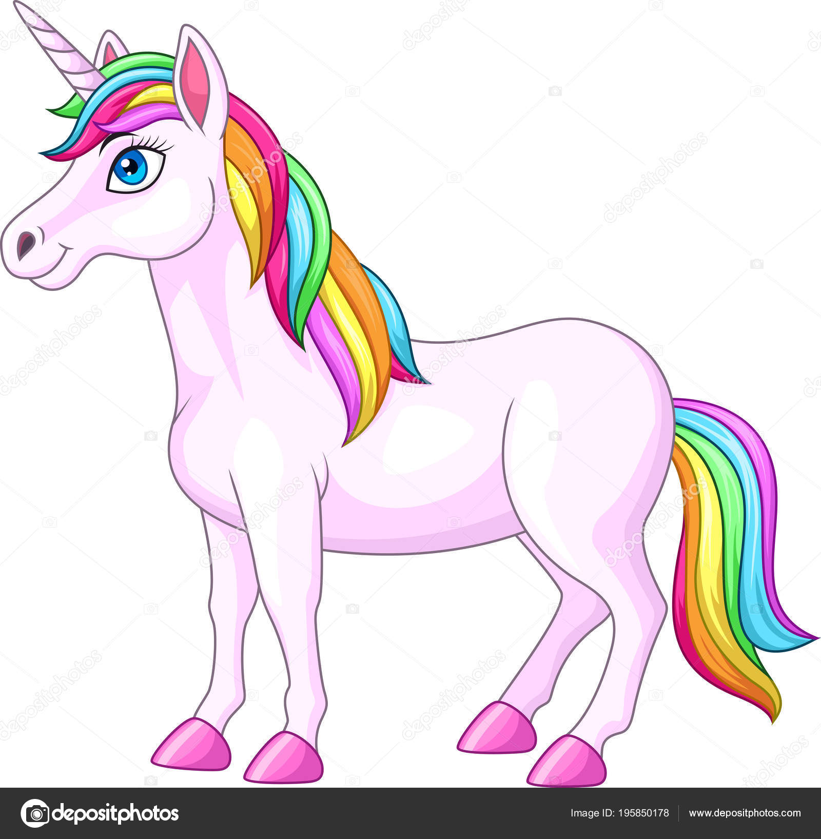Cartoon Rainbow Unicorn Horse — Stock Vector © tigatelu #195850178
