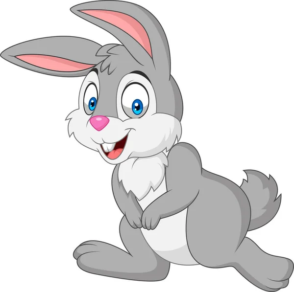 Cartoon Happy Rabbit Isolated White Background — Stock Vector