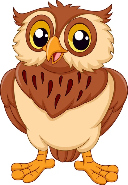Cartoon Owl Isolated White Background — Stock Vector