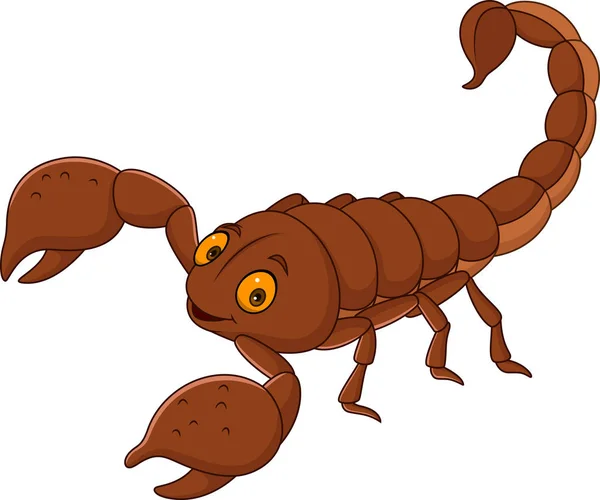 Cartoon Happy Scorpion Isolated White Background — Stock Vector