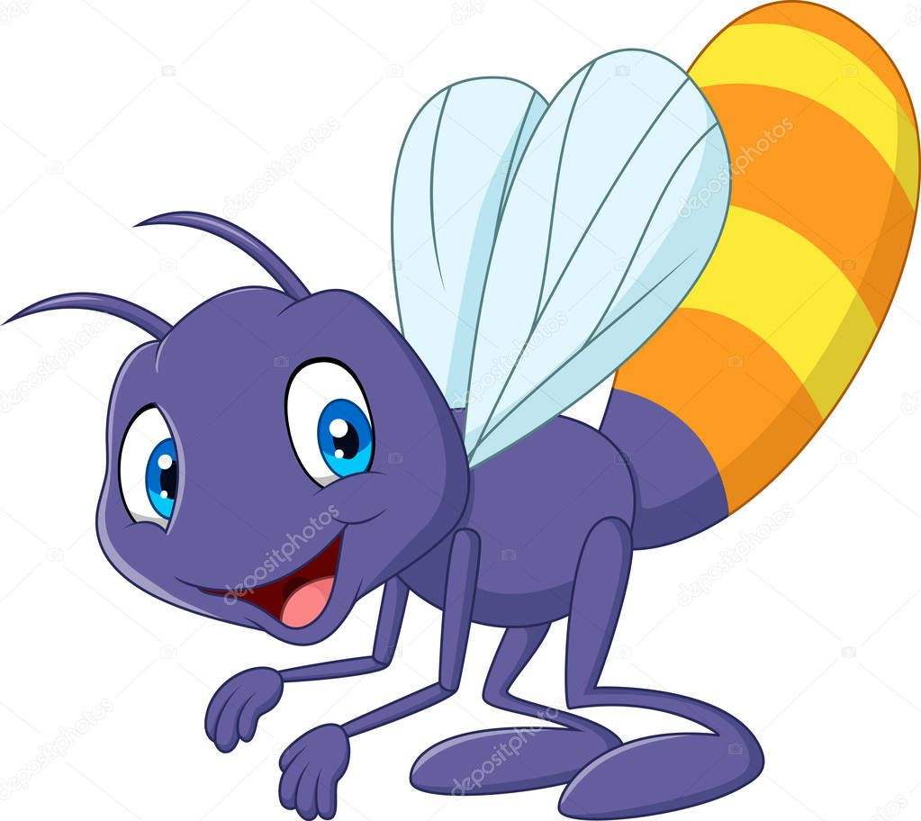 Cartoon funny firefly isolated on a white background