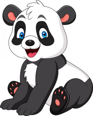 Beyaz bir arka plan üzerinde izole sevimli panda çizgi film