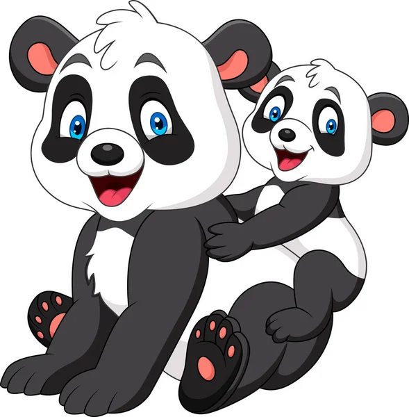 可爱妈妈和宝贝熊猫 — 图库矢量图片
