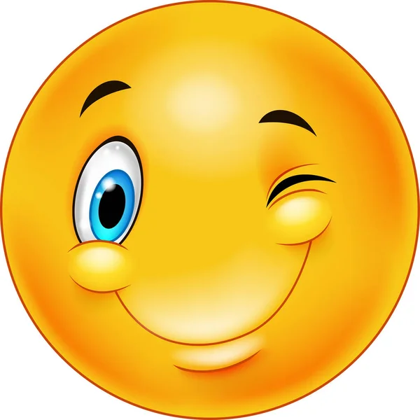 Cute Smiling Winking Emoticon — Stock Vector