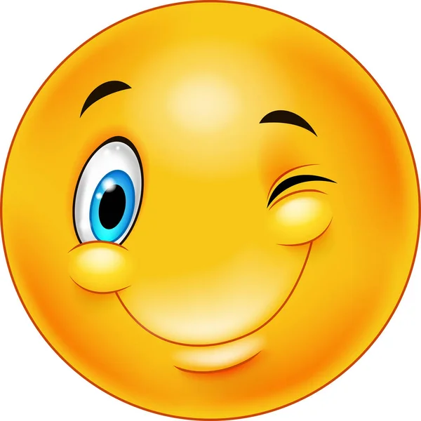 Carino Sorridente Ammiccante Emoticon — Vettoriale Stock