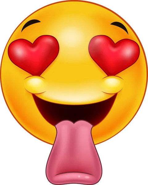 Smiley Emoticon Verliebt Das Herausstrecken Einer Zunge — Stockvektor