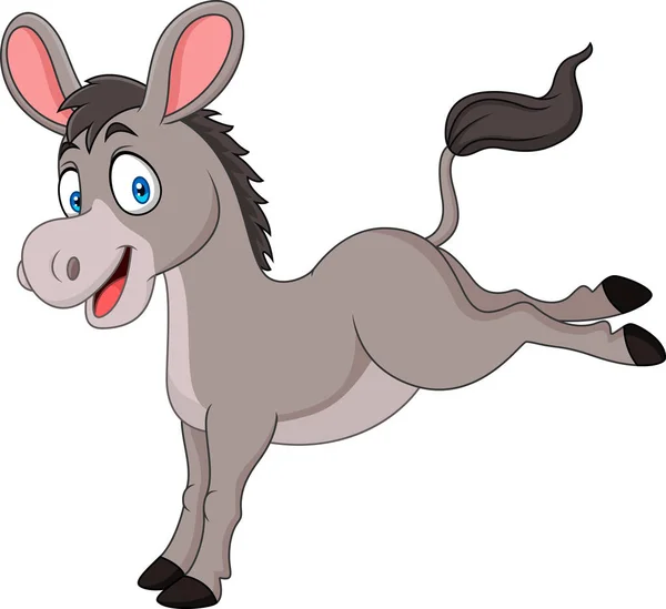 Cartoon Glücklicher Esel Isoliert Auf Weißem Hintergrund — Stockvektor