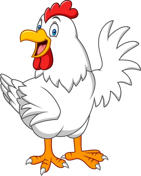 Dibujos Animados Gallina Feliz Aislado Sobre Fondo Blanco — Vector de stock