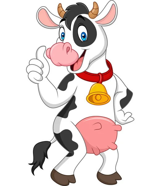 Dessin Animé Drôle Vache Donnant Pouces Vers Haut — Image vectorielle