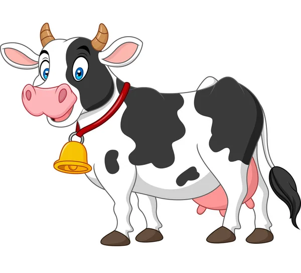 Desenhos Animados Vaca Feliz Isolado Fundo Branco — Vetor de Stock