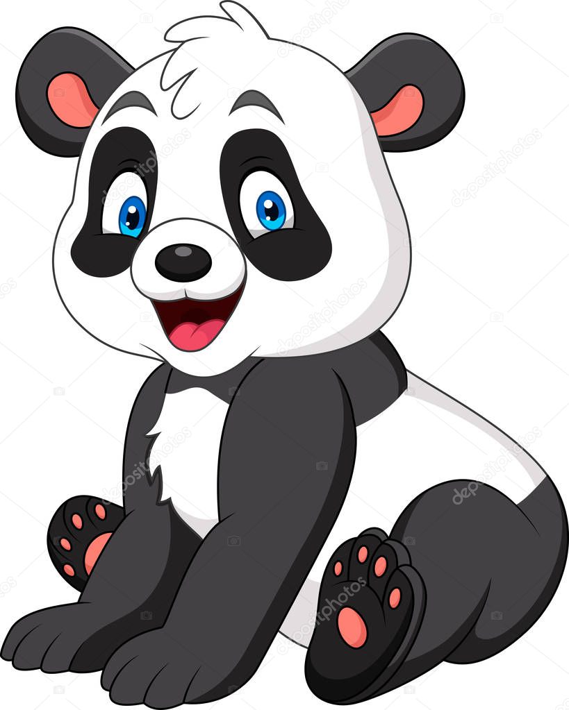 Cute panda cartoon isolated on a white background
