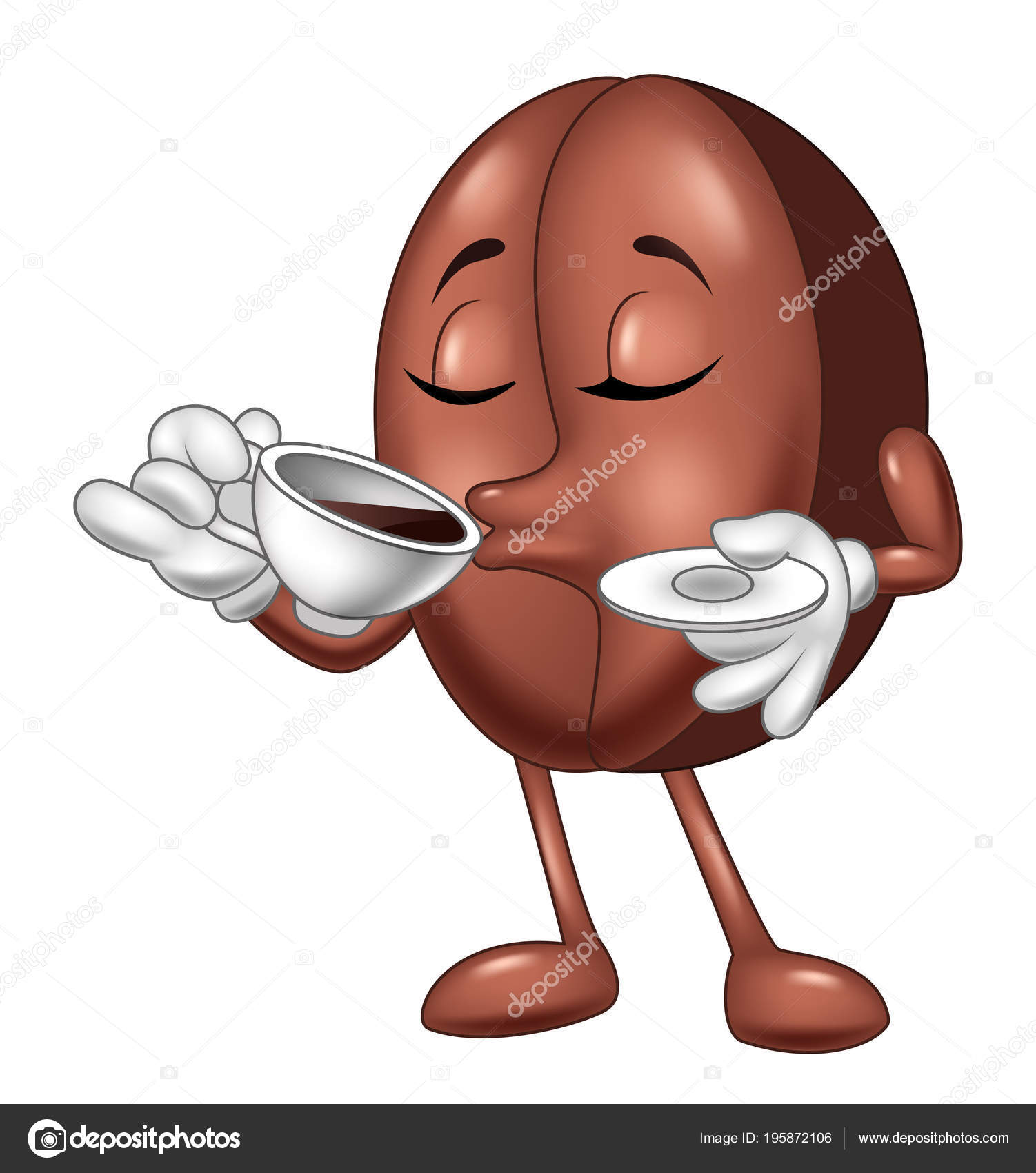 Cartoon Funny Coffee Bean Drinking Coffee Stock Vector Image by ©tigatelu  #195872106