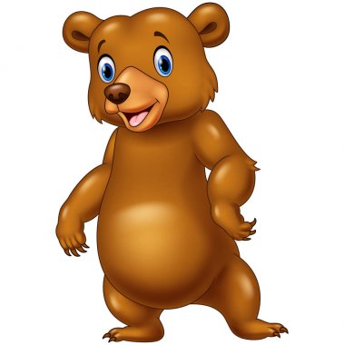 Beyaz arka planda yalnız duran sevimli ayı.