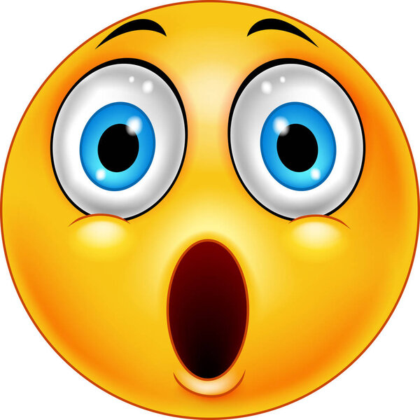 Surprised emoticon smiley isolated on white background