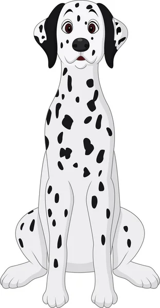 Desenhos Animados Dalmatian Cão Sentado — Vetor de Stock