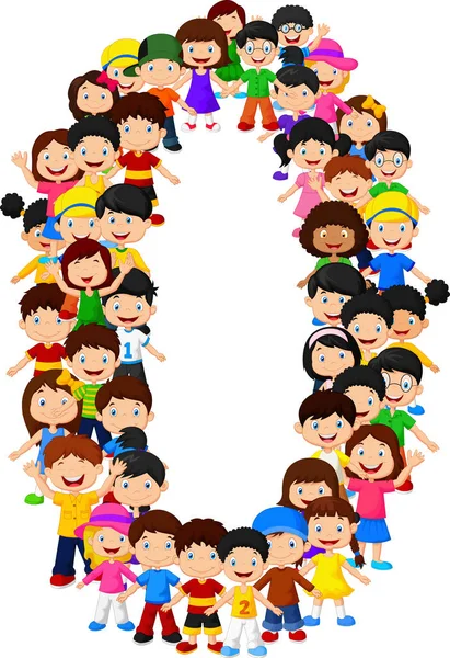 Little Kids Form Number Zero — Stock Vector