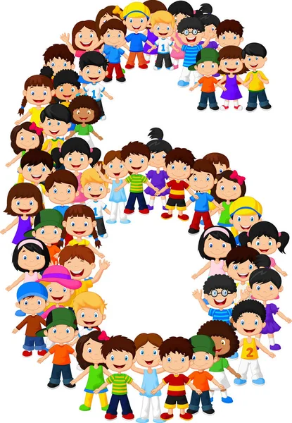 Little Kids Form Number Six — Stock Vector