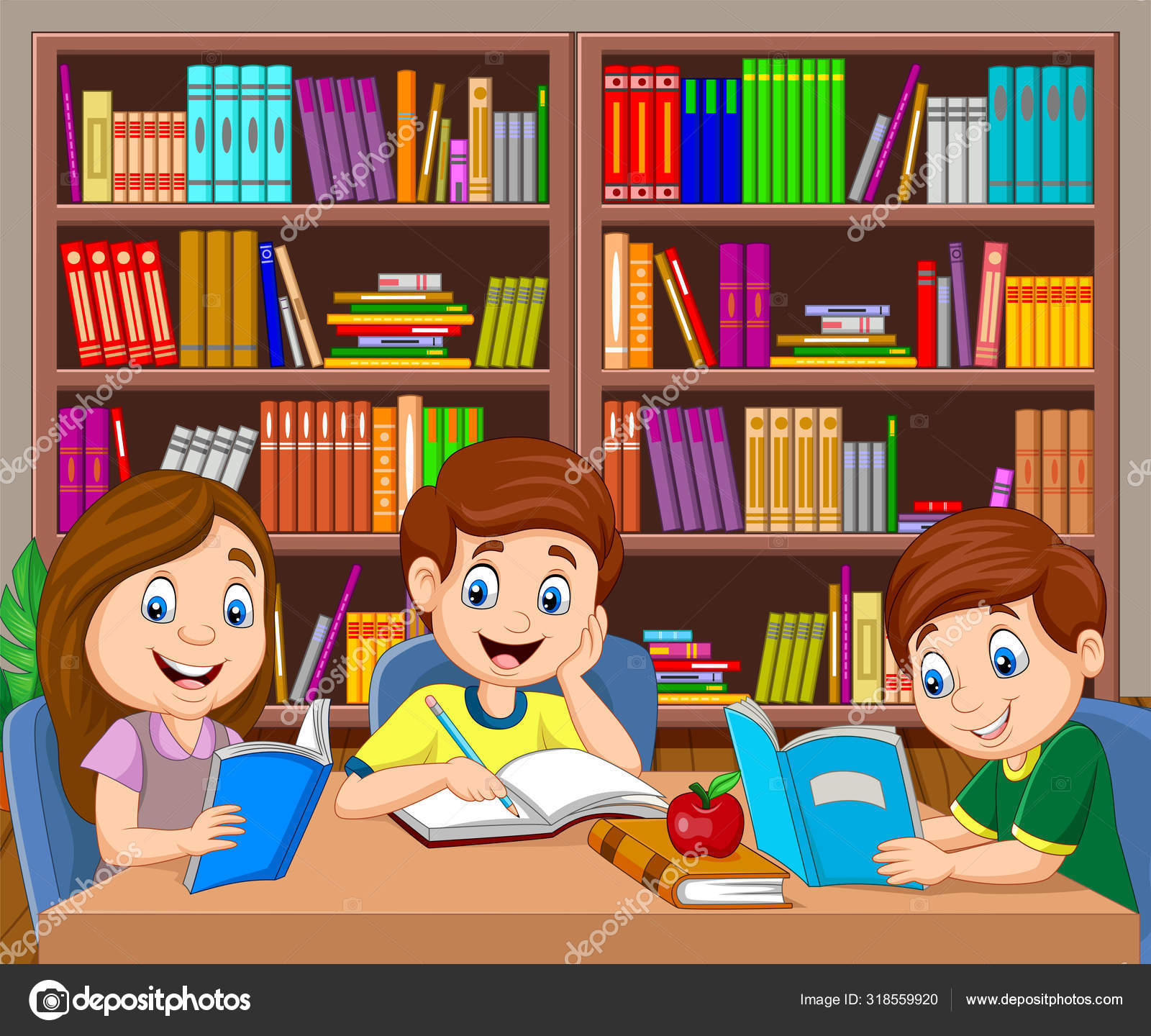 Vector Illustration Cartoon Kids Studying Library Stock Vector Image By vector-illustration-cartoon-kids-studying-library-stock-vector-image-by