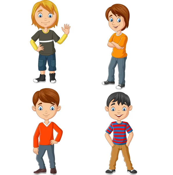 Vector Illustration Happy Group Young People Standing — Stock Vector