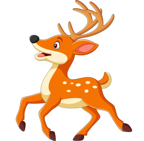 Vector Illustration Cartoon Happy Baby Deer Running — Stock Vector