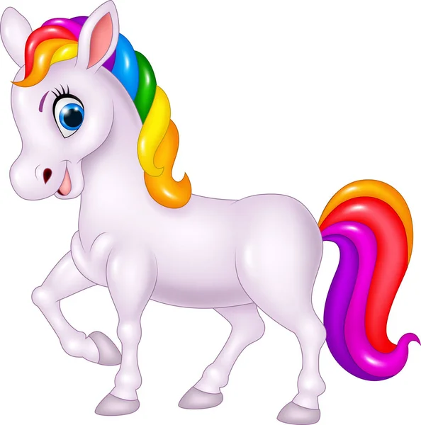 Vector Illustration Cartoon Rainbow Horse Isolated White Background — Stock Vector