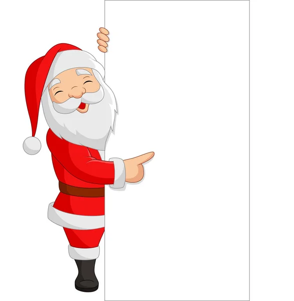 Ilustración Vectorial Cartoon Santa Claus Mostrando Signo Blanco — Vector de stock