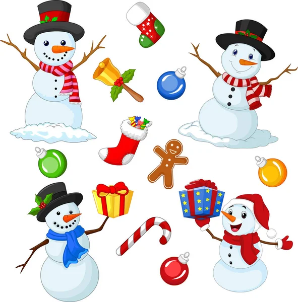 Vector Illustration Collection Cute Christmas Element Set — Stock Vector