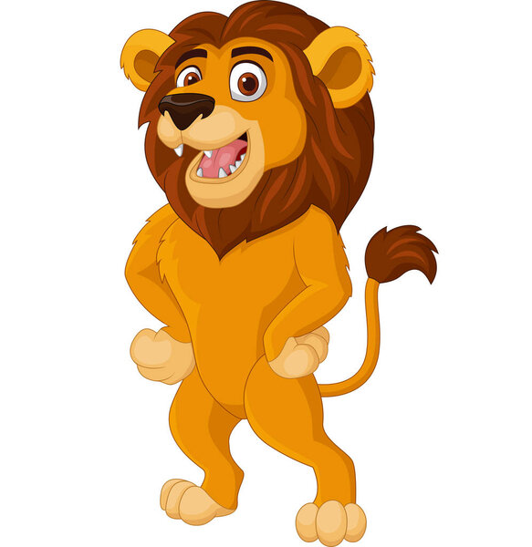 Vector illustration of Cartoon lion posing on white background