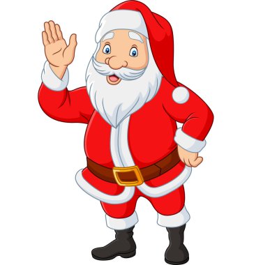 Çizgi film Noel Baba 'nın vektör çizimi el sallıyor