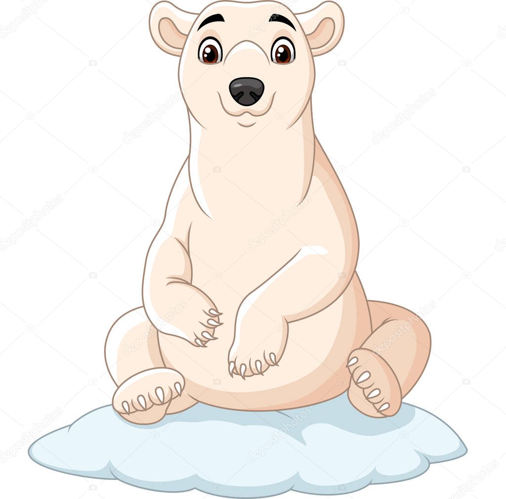 Vector illustration of Cartoon polar bear sitting on ice floe