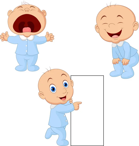 Ilustración Vectorial Del Niño Dibujos Animados Con Diferentes Poses — Vector de stock