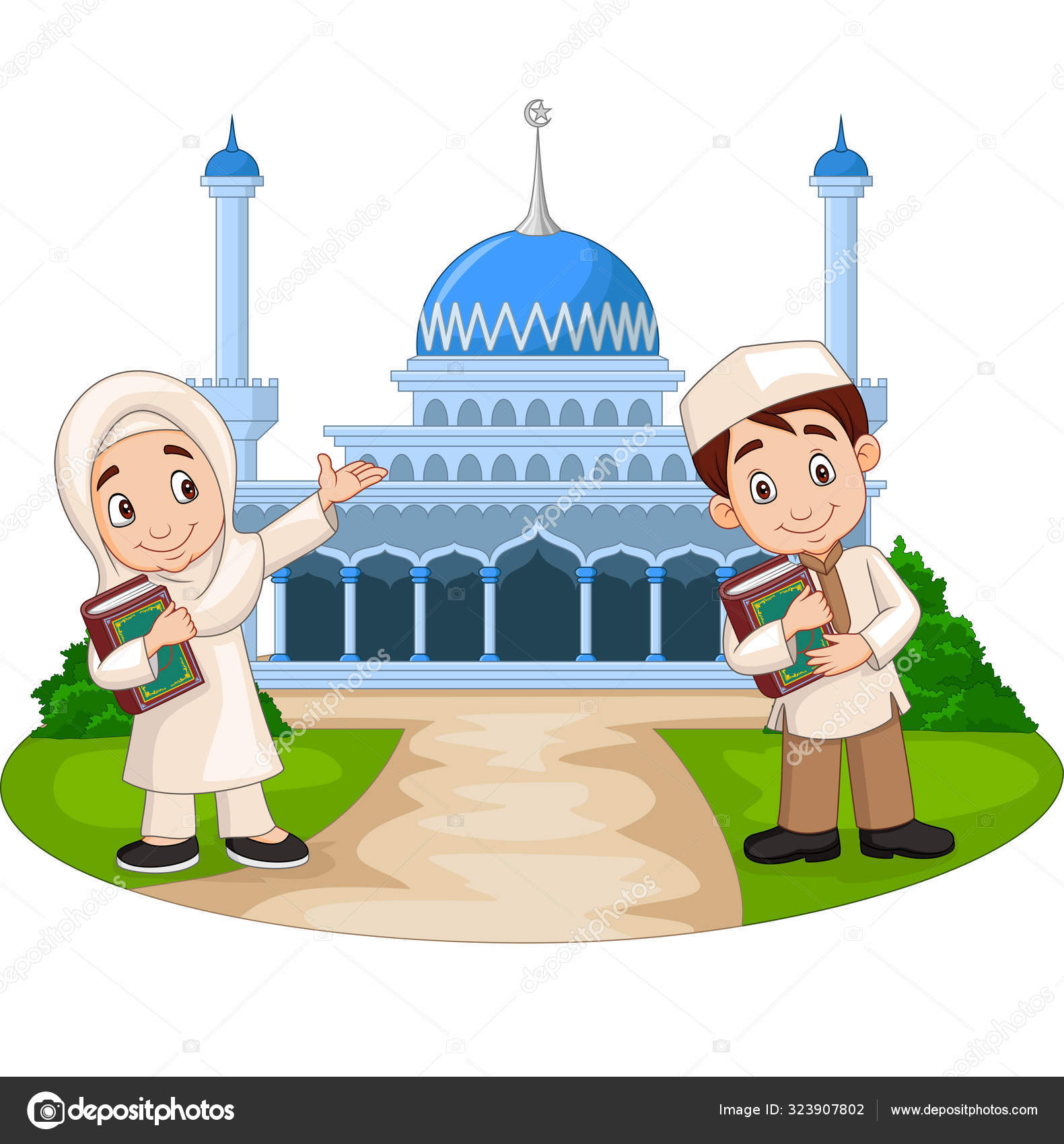 Kartun Pasangan Muslim Stok Vektor
