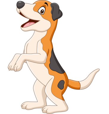 Çizgi film komik köpeğinin beyaz arka planda duran vektör çizimi