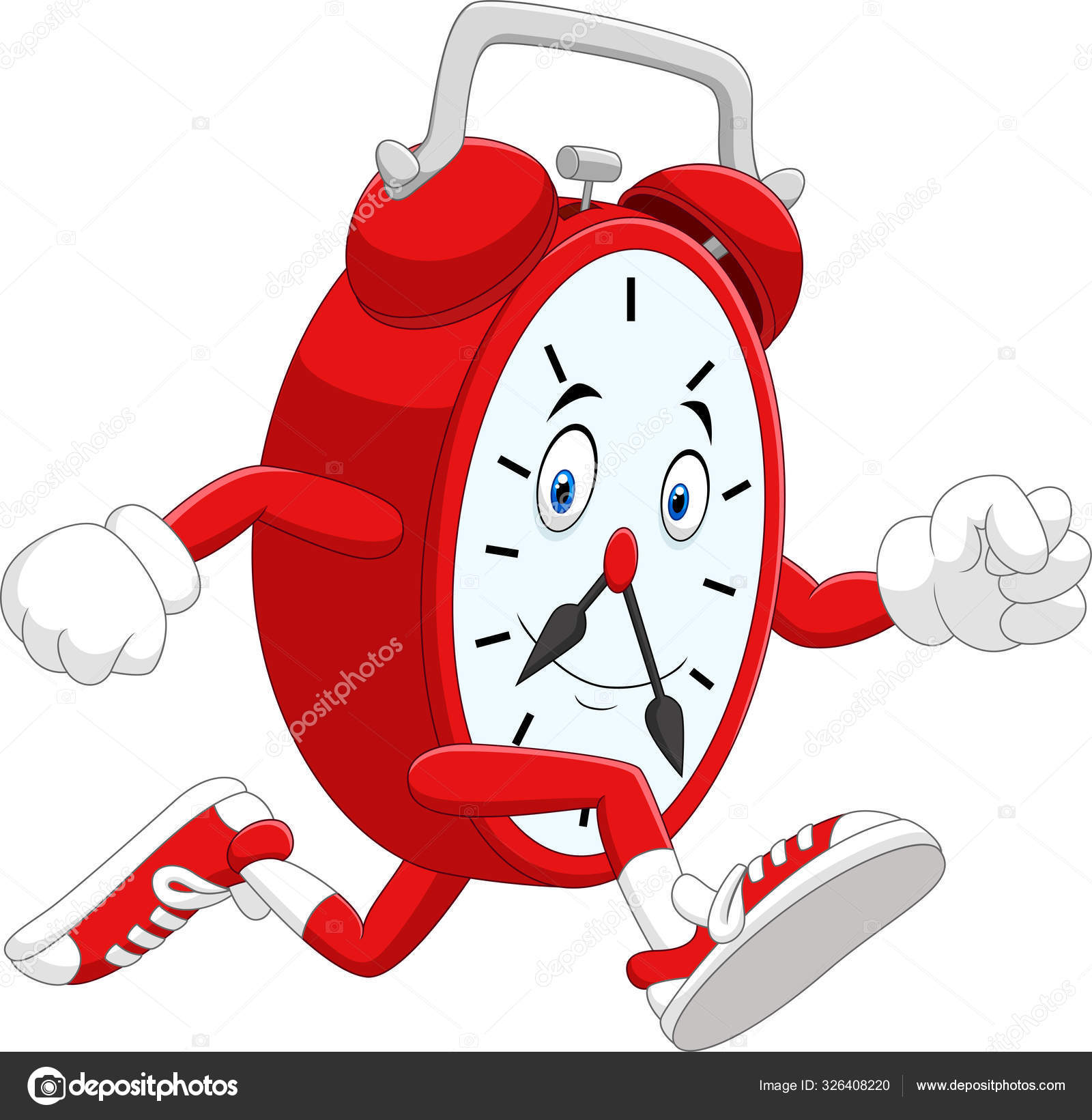 Vector Illustration Cartoon Illustration Smiling Clock Running Stock Vector  by ©tigatelu 326408220, image size:1600x1641