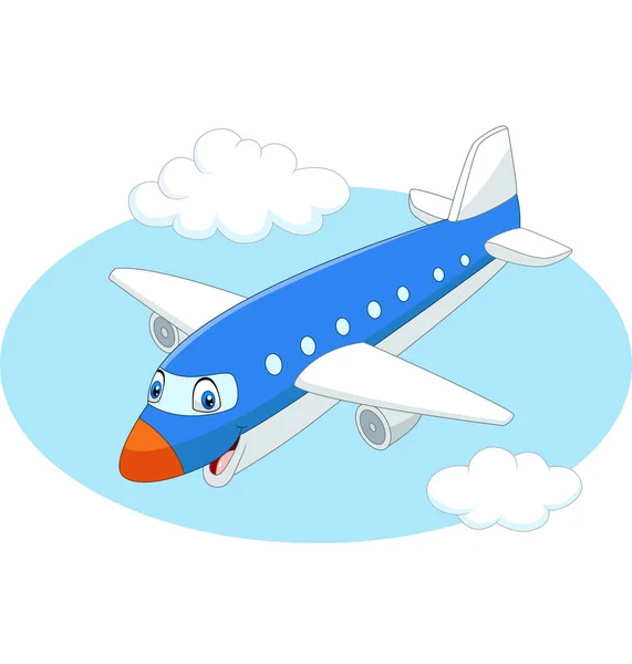 Ilustración Vectorial Del Avión Dibujos Animados Volando Cielo — Vector de stock