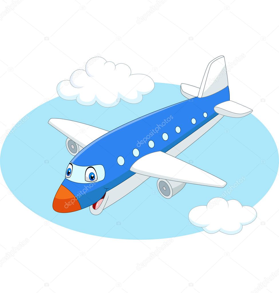 Vector illustration of Cartoon airplane flying in the sky
