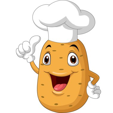 patates Şef karikatür parmak pes etmek vektör çizim