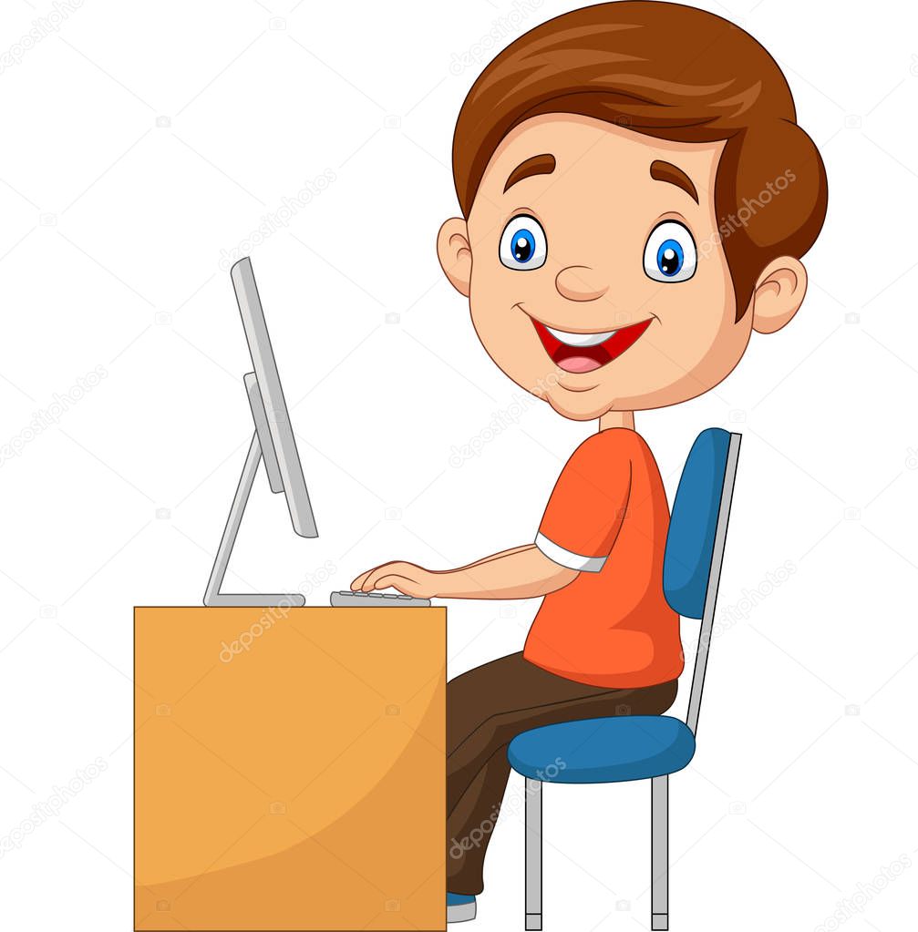 Vettoriale stockIllustrazione Vettoriale Del Bambino Con Personal Computer  di ©tigatelu #327462148, image size:1007x1023