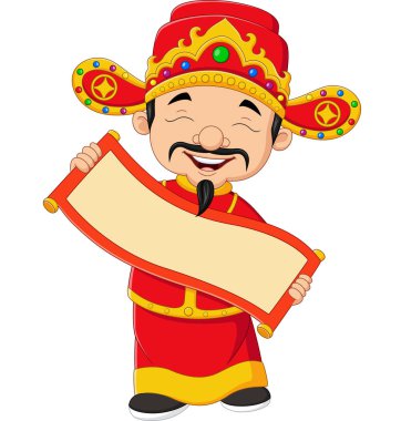 Çinli Baba 'nın boş parşömen sancağını taşıyan vektör illüstrasyonu