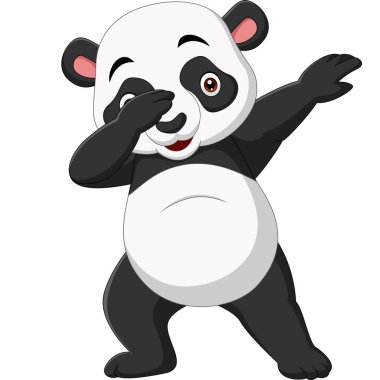  Şirin panda çizgi filminin dokunaklı halinin vektör illüstrasyonu